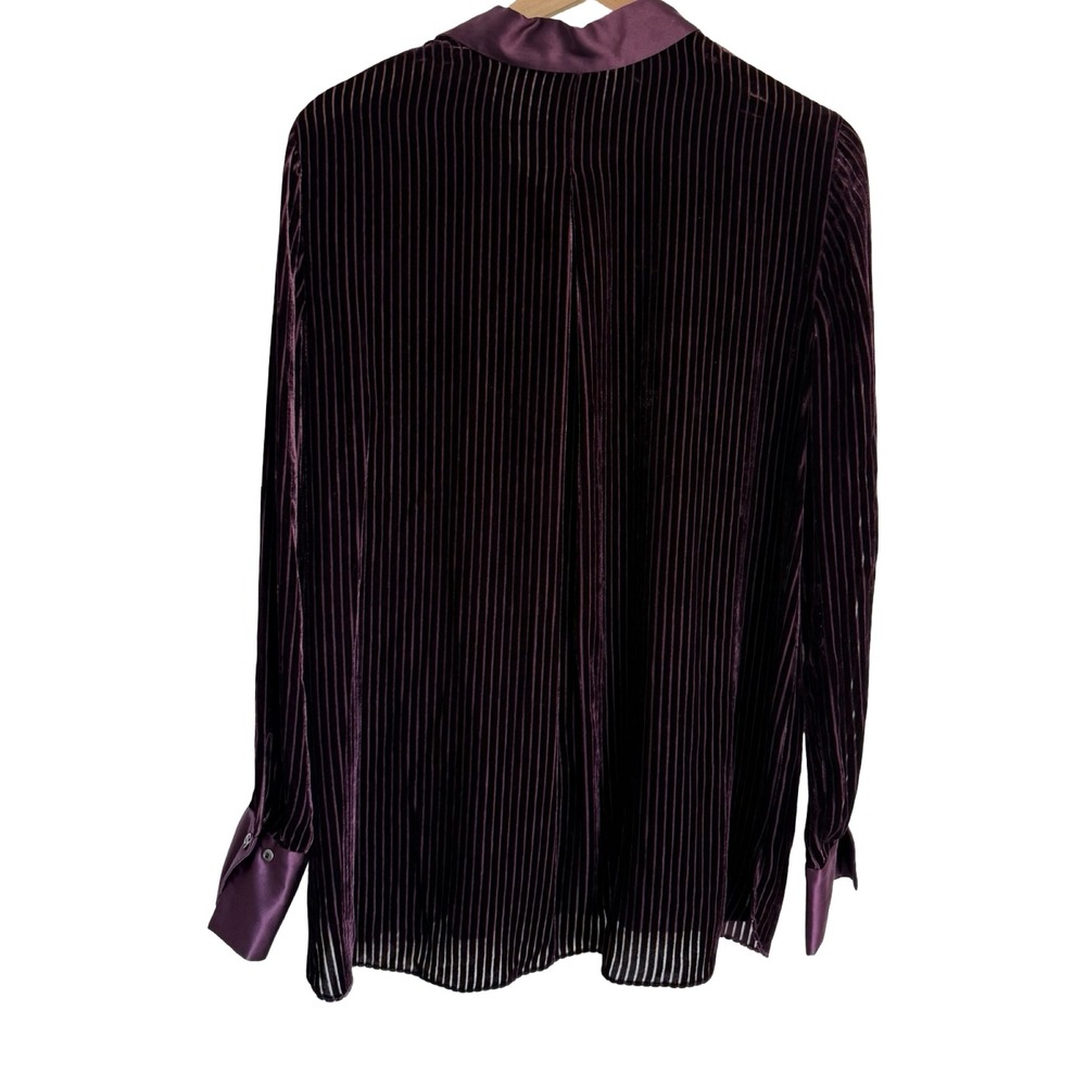 Elie Tahari Purple Burnout Velvet Silk Blend Stripe Blouse E91VJ509 NWT - Picture 4 of 8